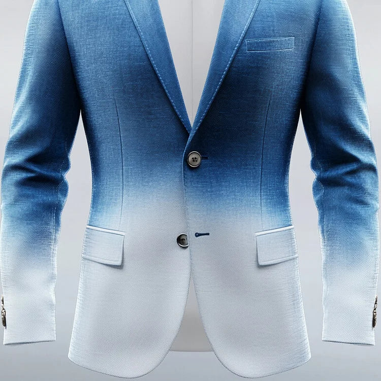 Men's Ombre Pattern Notch Lapel Two Button Long Sleeve Blazer