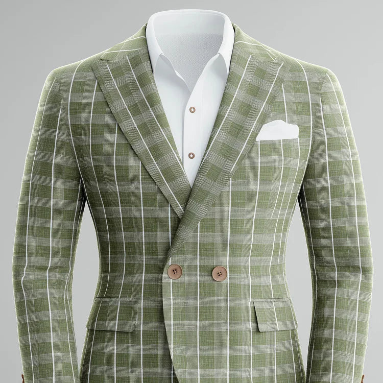 Prestique's Plaid Double-Breasted Blazer