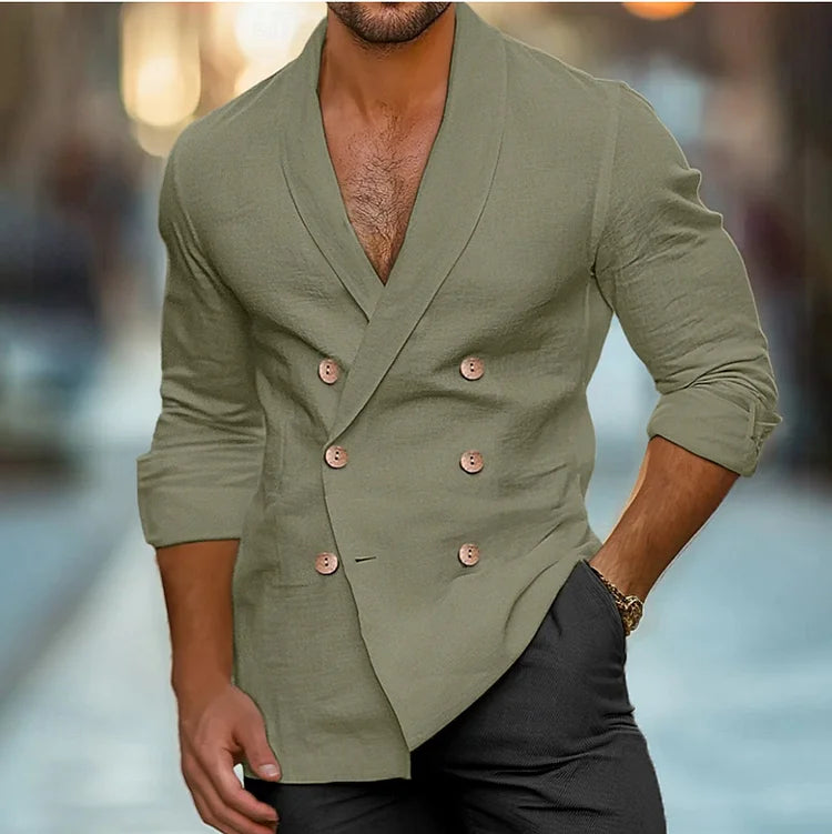 Shawl Lapel Double-Breasted Shirt