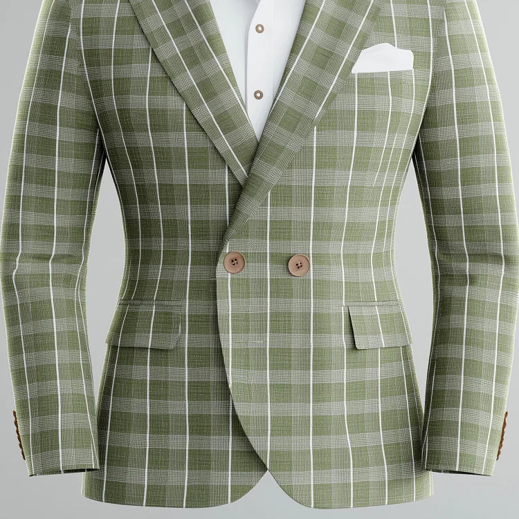 Prestique's Plaid Double-Breasted Blazer