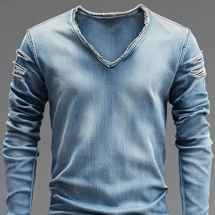 Prestique's Raw Edge Denim Tee – Blue