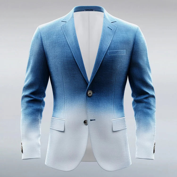 Men's Ombre Pattern Notch Lapel Two Button Long Sleeve Blazer