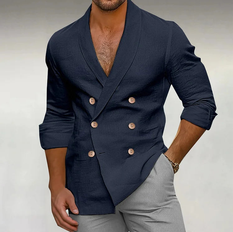 Shawl Lapel Double-Breasted Shirt