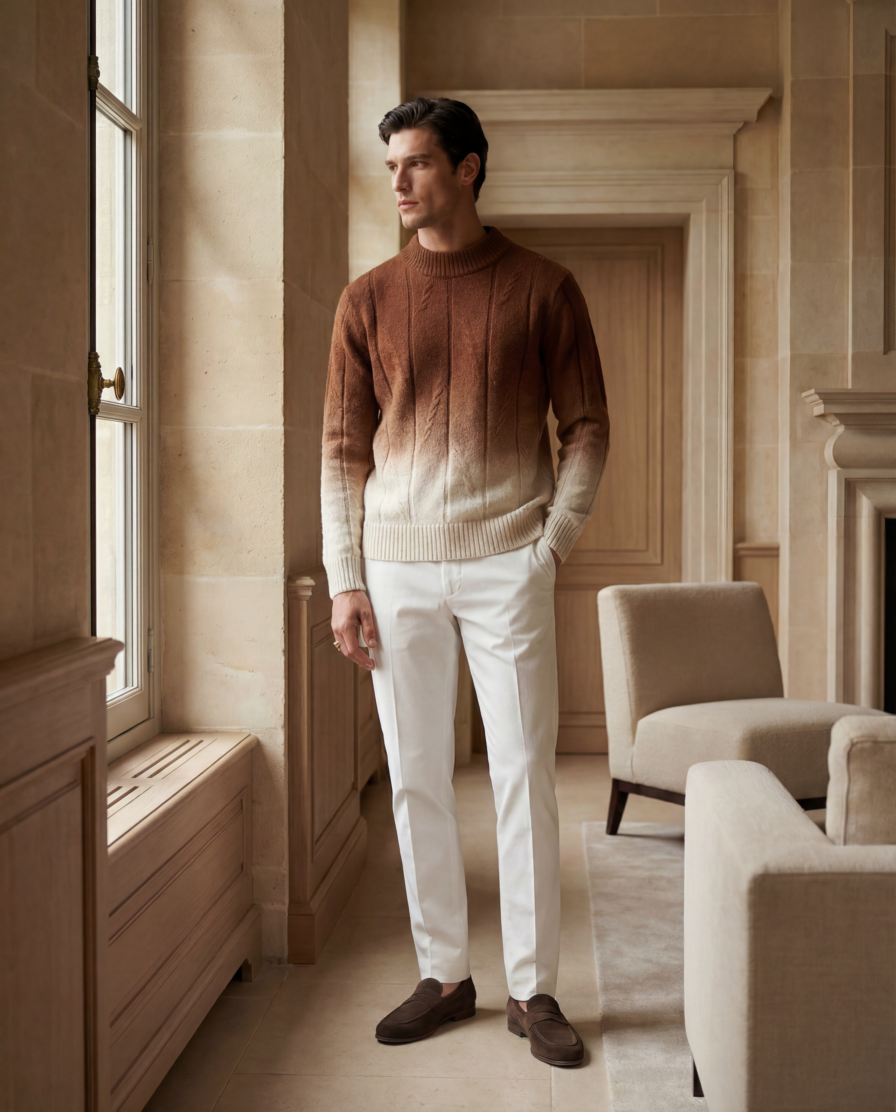 Ombré Crewneck - Espresso Cream