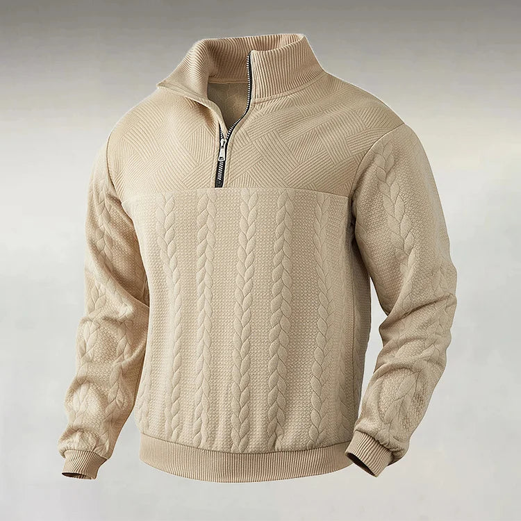 Jacquard Knit Half-Zip Sweatshirt