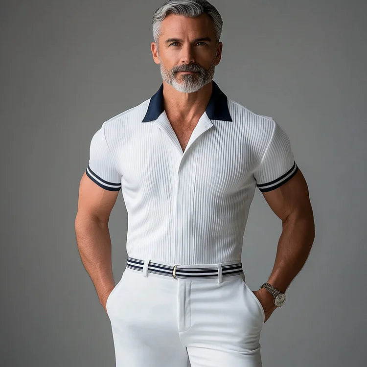Prestique's Striped Camp Collar Shirt