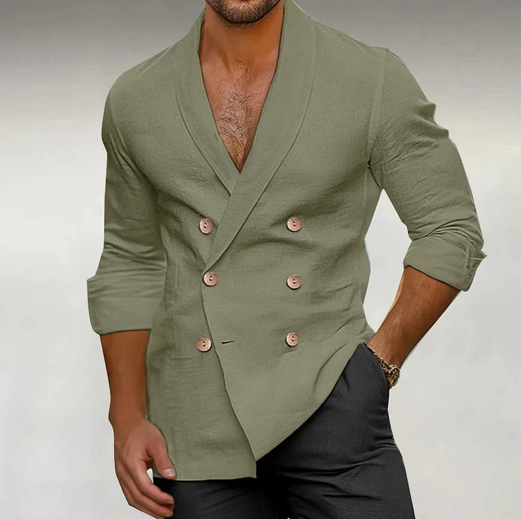 Shawl Lapel Double-Breasted Shirt