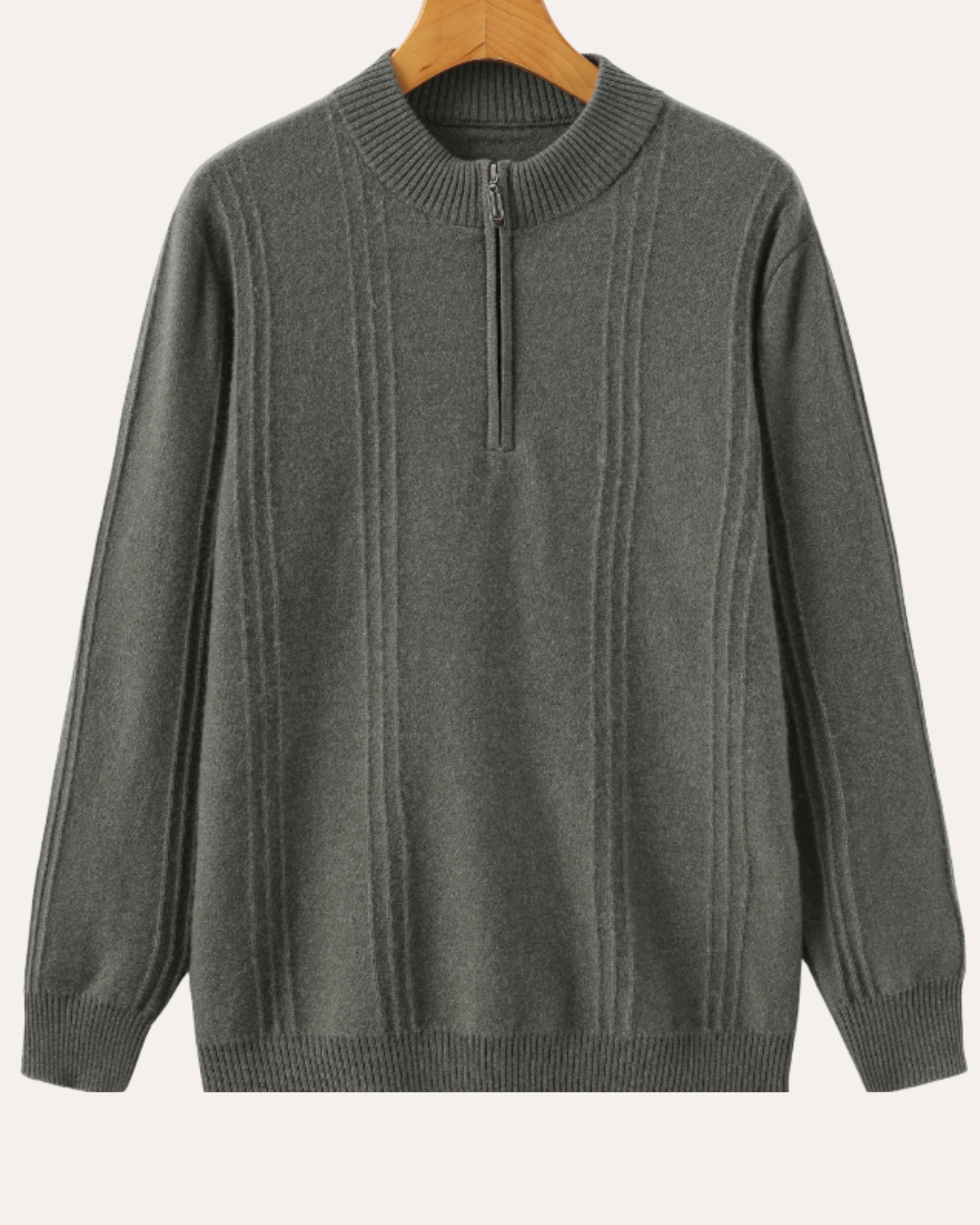 Novara Cashmere Zip - Olive Green