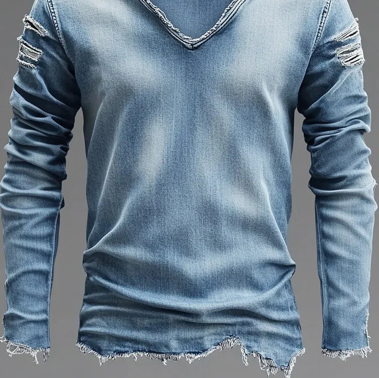 Prestique's Raw Edge Denim Tee – Blue