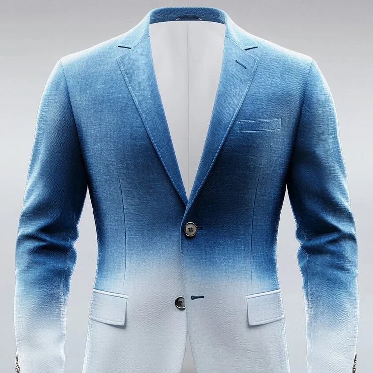 Men's Ombre Pattern Notch Lapel Two Button Long Sleeve Blazer
