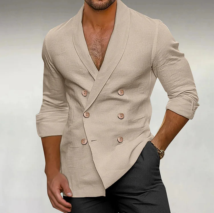 Shawl Lapel Double-Breasted Shirt