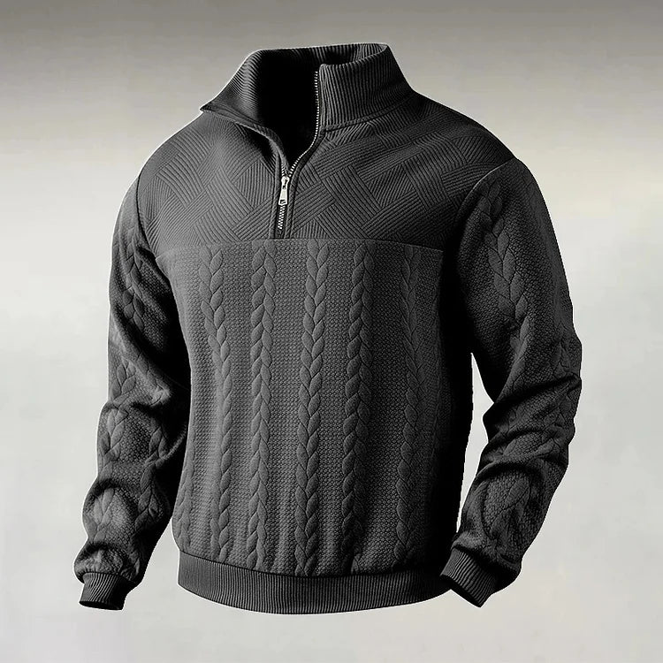 Jacquard Knit Half-Zip Sweatshirt