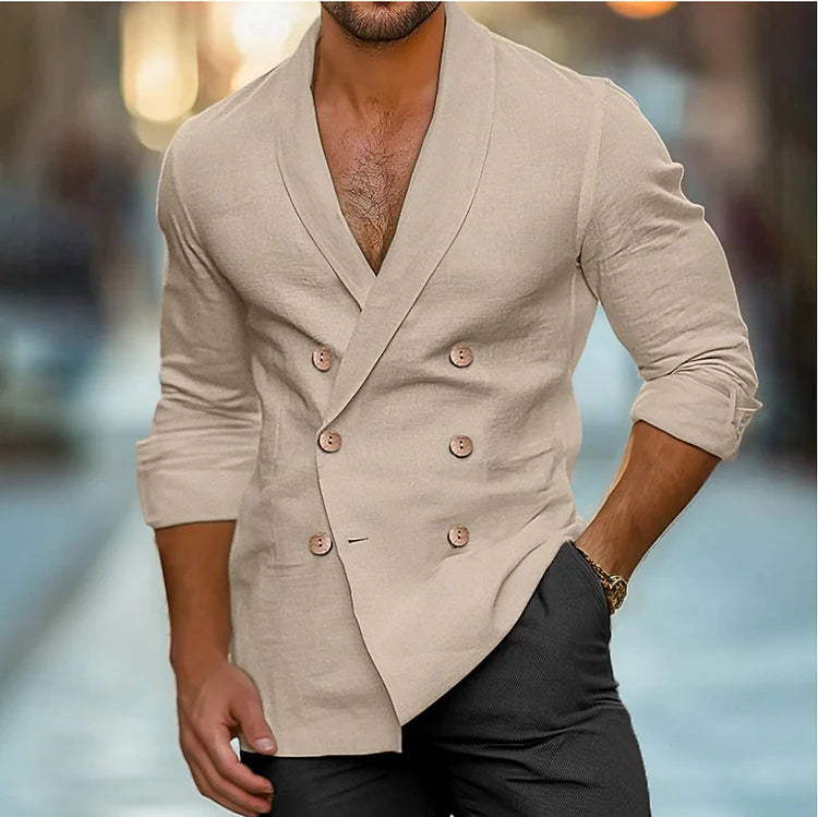 Shawl Lapel Double-Breasted Shirt