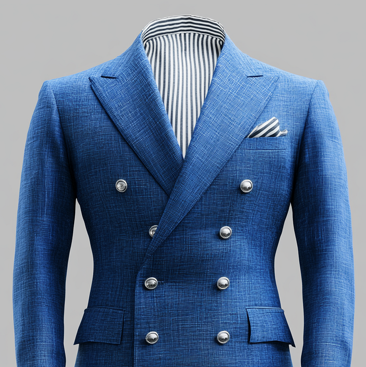 Men's Business Solid Peak Lapel Double Breasted Long Sleeve Blazer