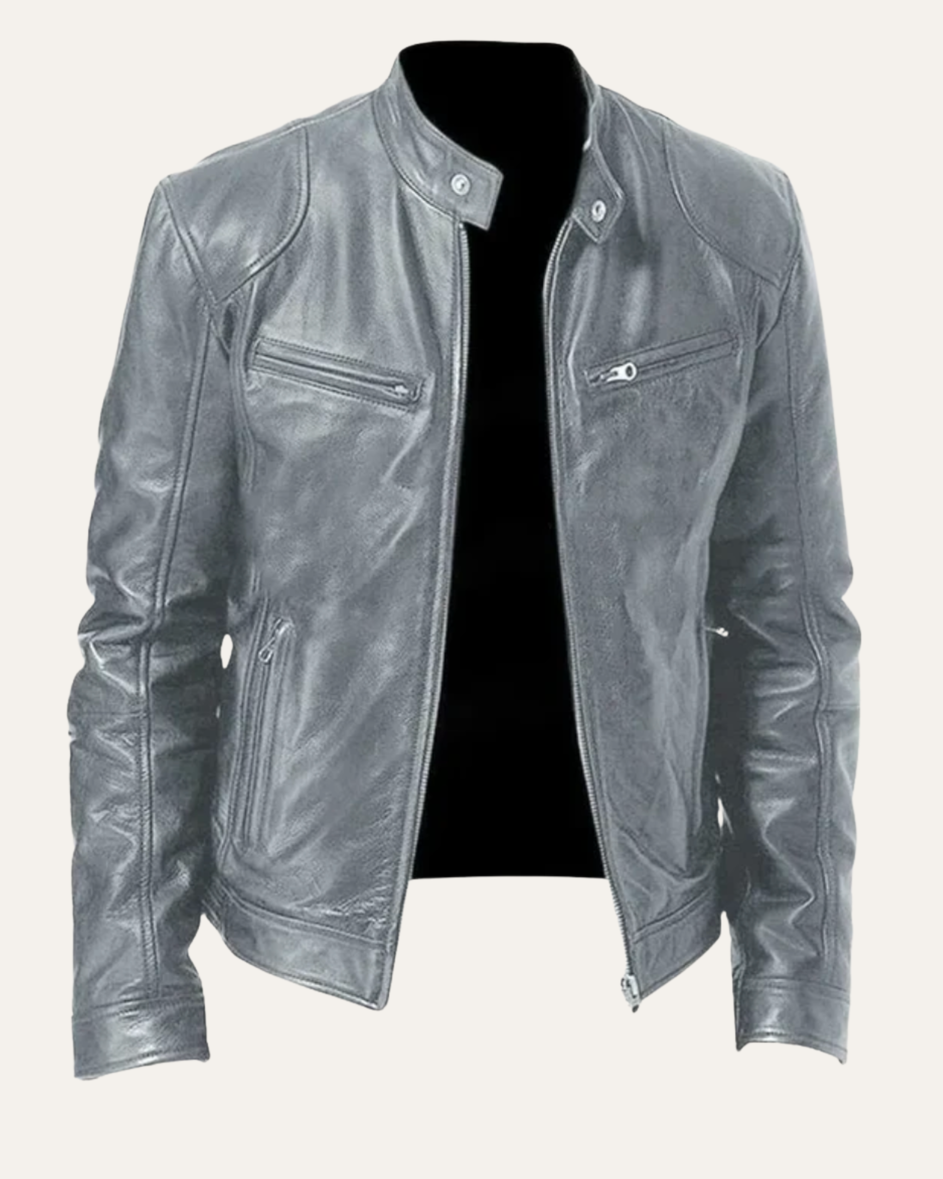 Heritage Leather Jacket - Sterling Grey