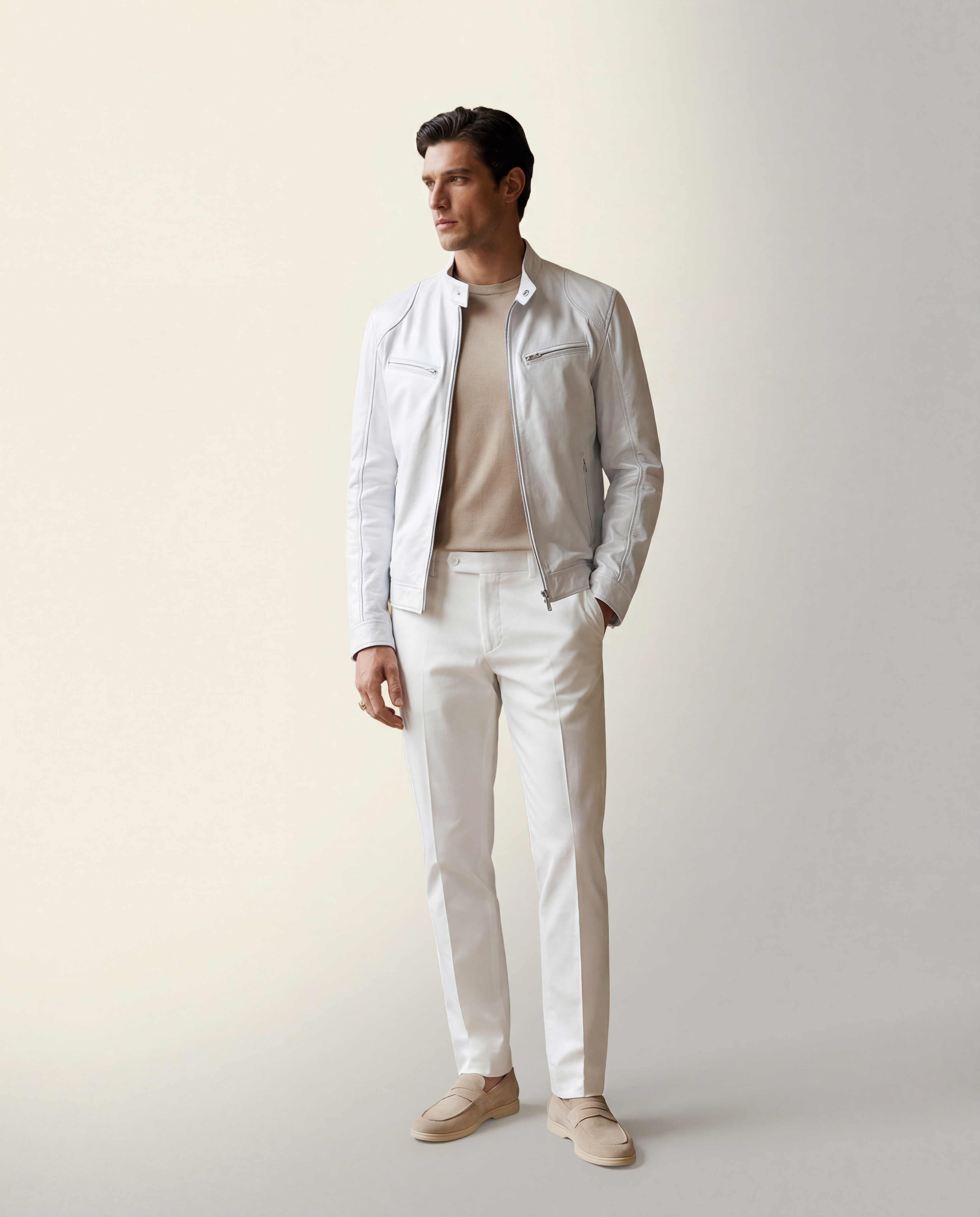 Heritage Leather Jacket - Ivory