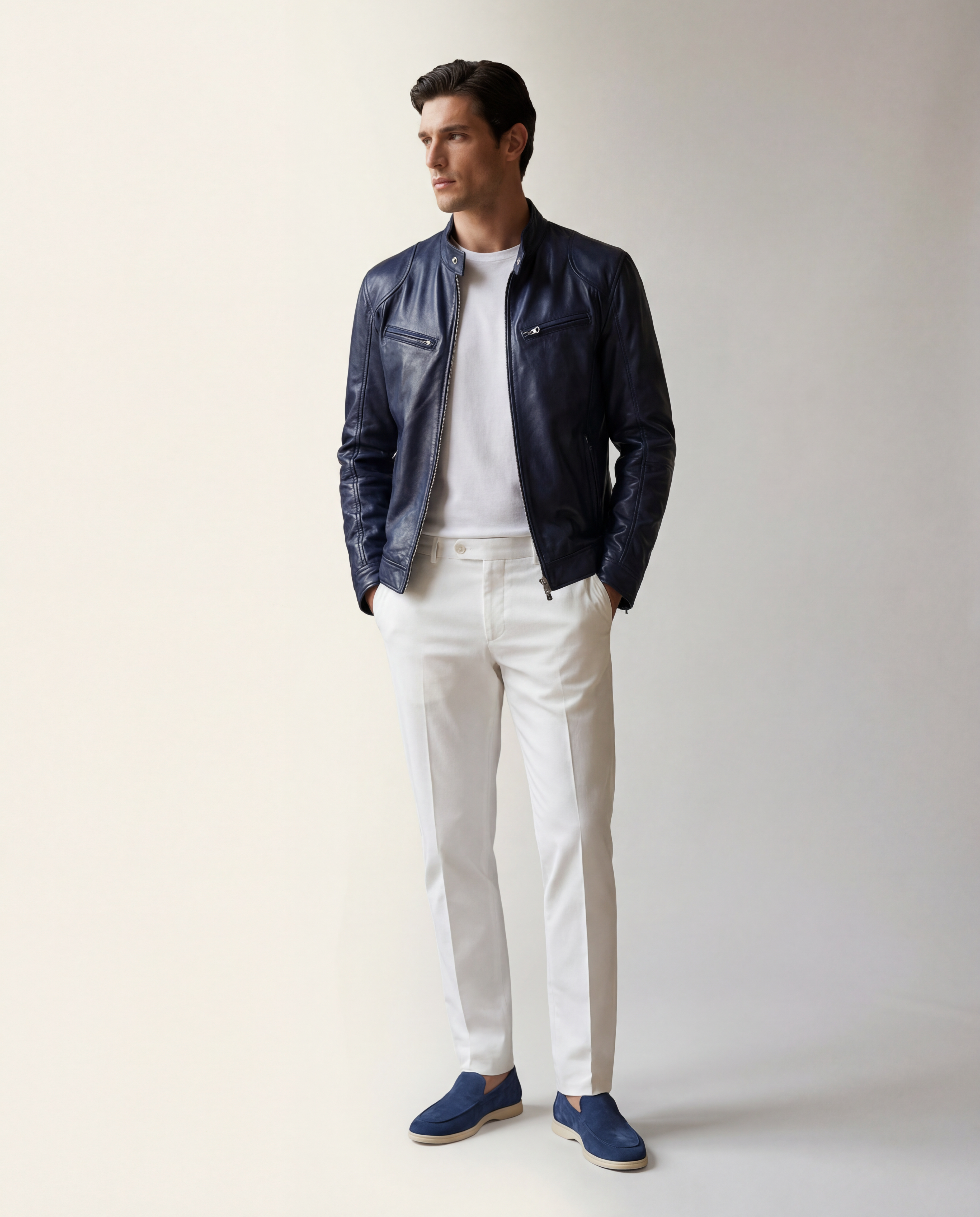 Heritage Leather Jacket - Midnight Navy