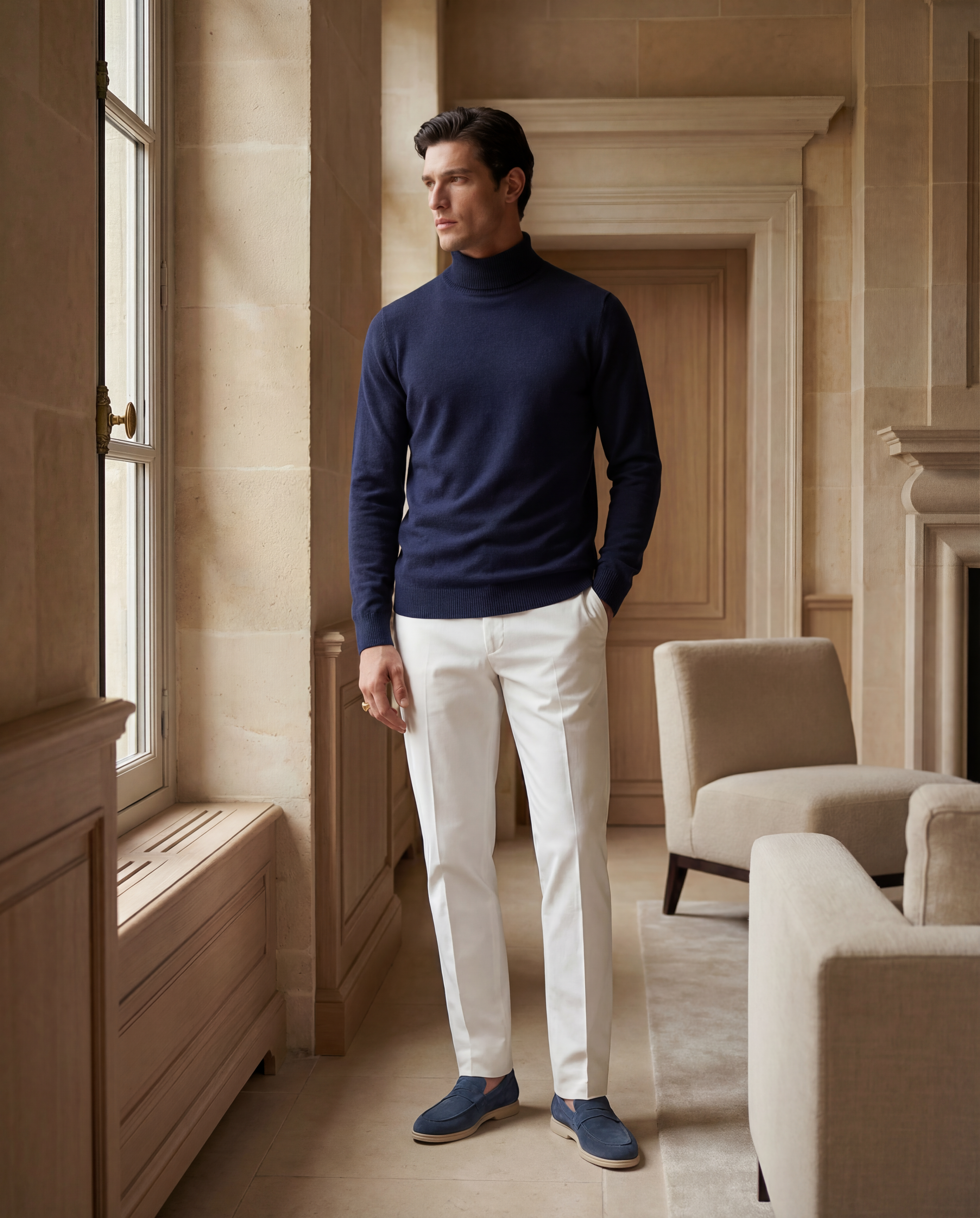 Wool Turtleneck - Navy