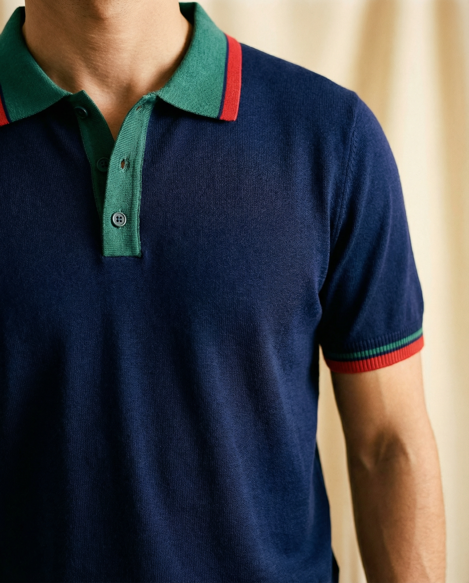 Contrast Knit Polo