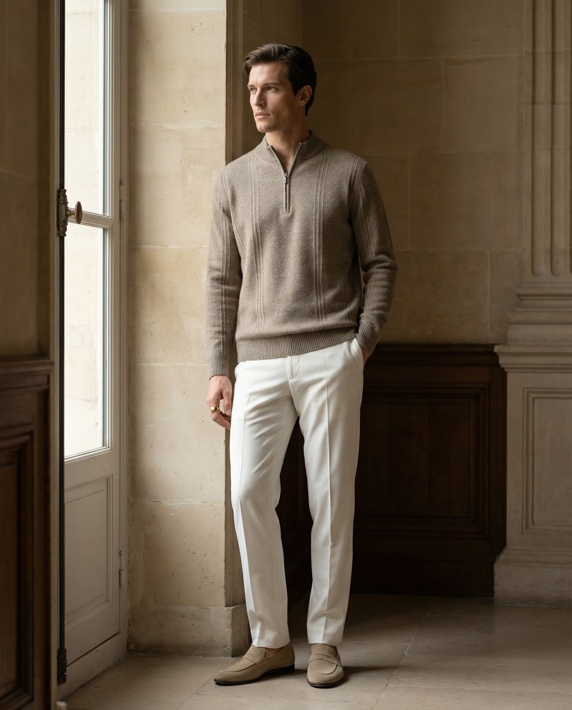 Novara Cashmere Zip - Beige
